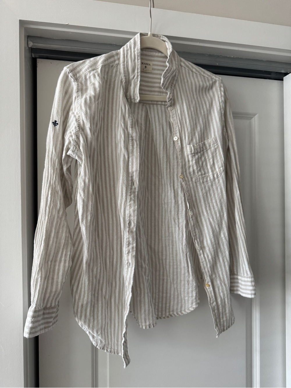 Marea by Liz Joy Cotton Striped Button-Down Shirt